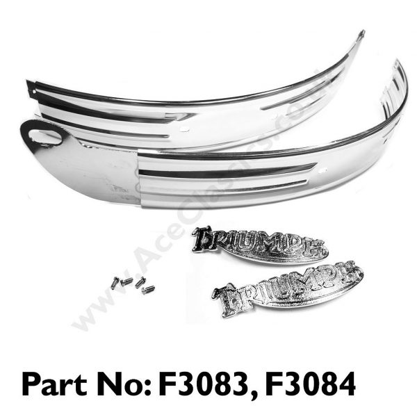 TRIUMPH - 3T-TR5 TANK STRIP BANDS BADGES & SCREWS F3083 - F3084