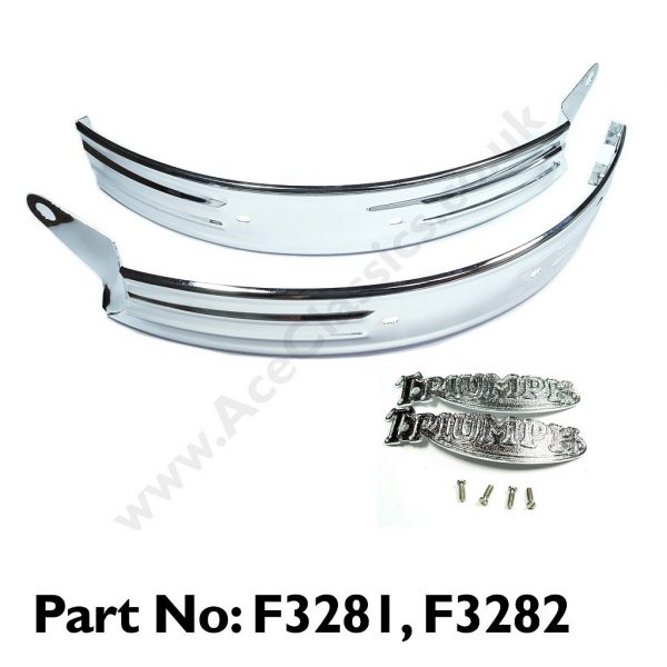 TRIUMPH - 1952-56 TANK STRIP BANDS BADGES & SCREWS F3281 - F3282