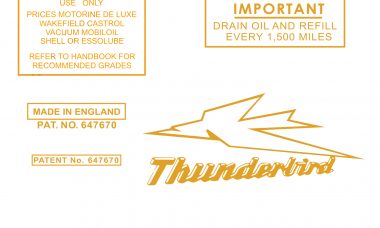 Triumph - 1949 to 1954 Thunderbird Transfer Set