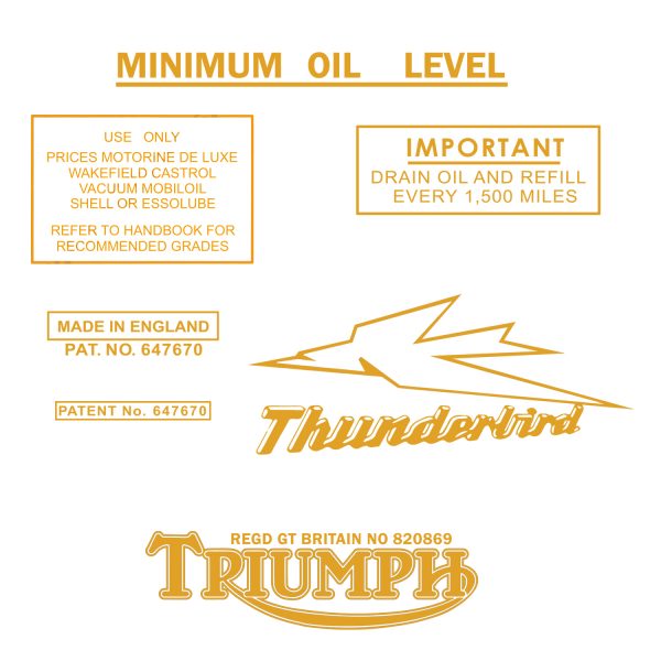 Triumph - 1949 to 1954 Thunderbird Transfer Set