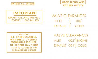 Triumph - 1954 to 1962 Transfer Set