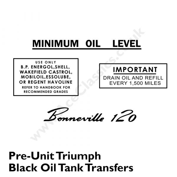 Triumph - Pre Unit Black Oil Tank Transfers