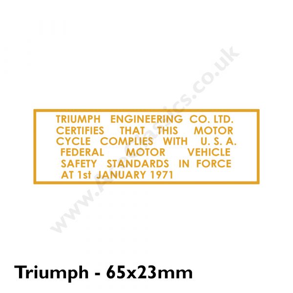 Triumph - USA Safety Standards 1971 Transfer