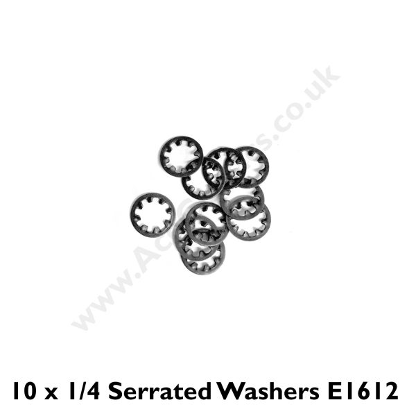 Pack of 10 x 1/4 Serrated Washers E1612