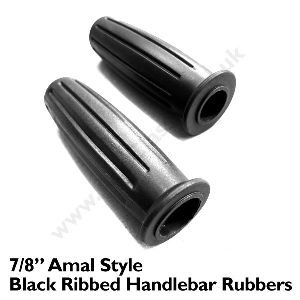 7/8 Amal Style Black Ribbed Handlebar Rubbers