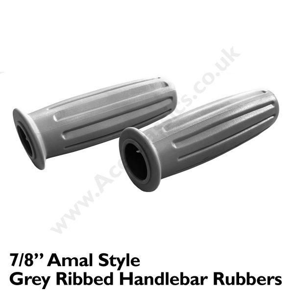 7/8" Amal Style Grey Ribbed Handlebar Rubbers