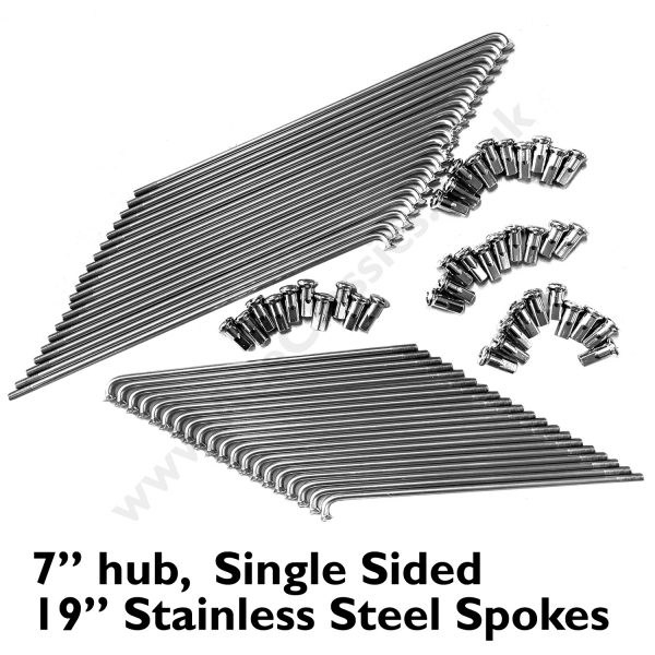 7” Hub - Single Sided 19” Stainless Steel Spokes
