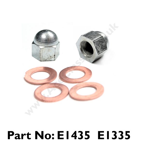 Rocker Oil Feed Pipe Domed Nuts (zinc) and Washers E1435 – E1335