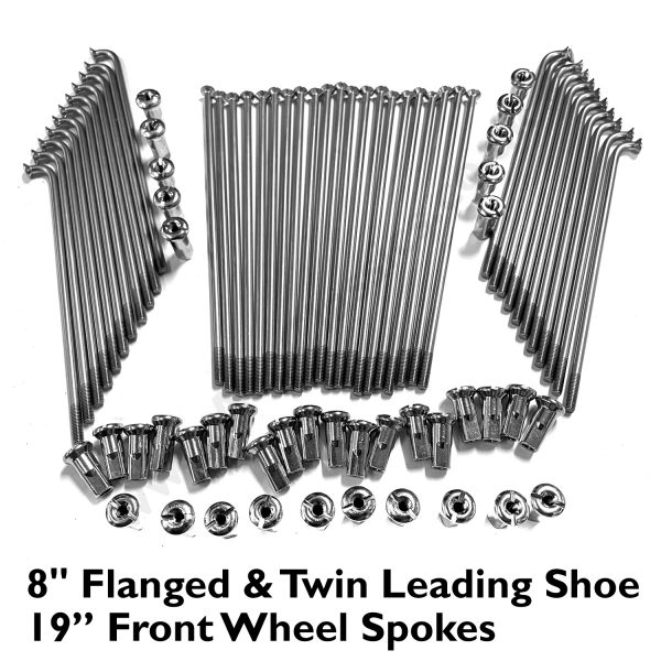 8" Flanged & Twin Leading Shoe - 19” Front Wheel Stainless Steel Polished Spokes