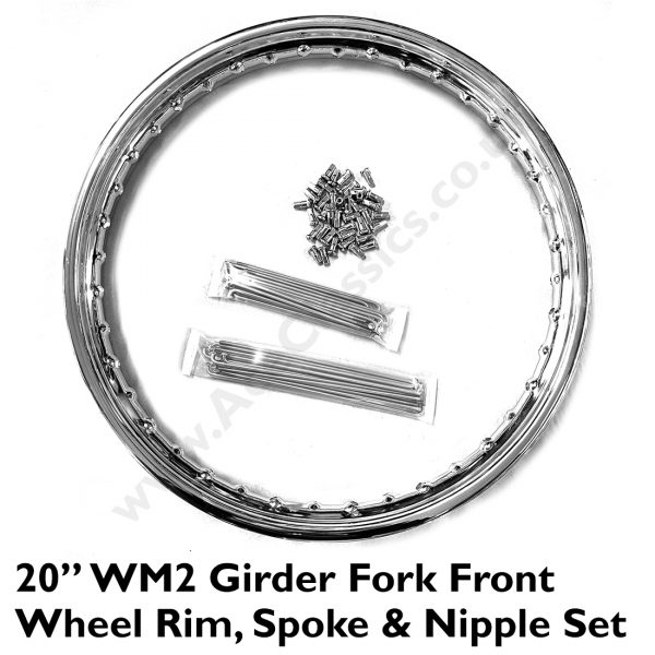 Girder Fork - WM2 Front Wheel Rim, 20" Spoke & Nipple Set