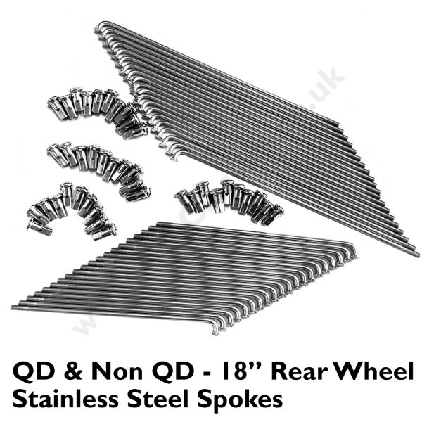QD & Non QD - 18” Stainless Steel Spokes Rear Wheel