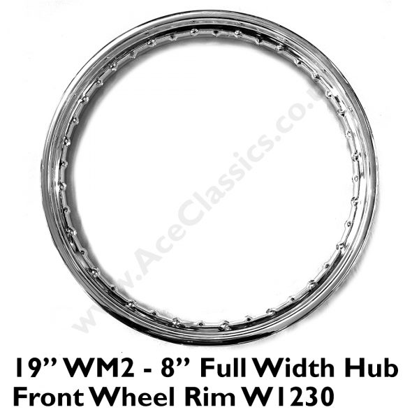 8” Full Width Hub - 19” WM2 Front Wheel Chrome Rim W1230