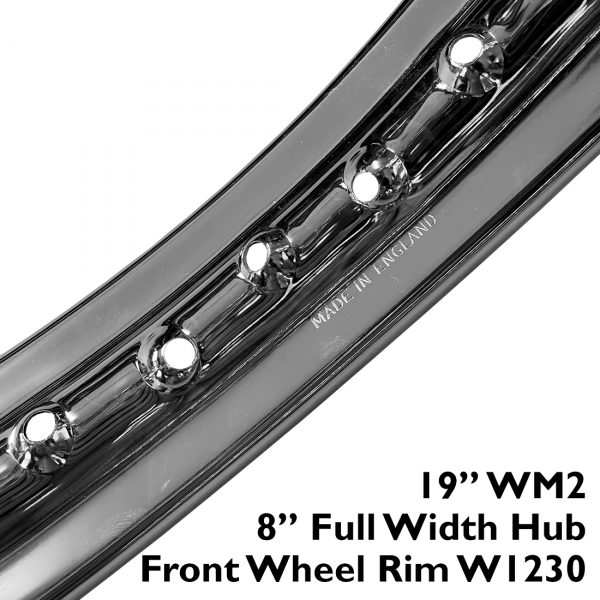 8” Full Width Hub - 19” WM2 Front Wheel Chrome Rim W1230