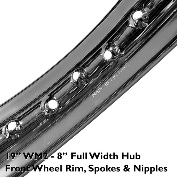 8” Full Width Hub - 19” WM2 Front Wheel Rim, Spoke & Nipple Set