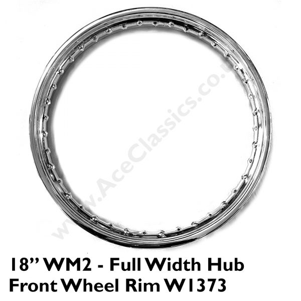 8” Full Width Hub - 18” WM2 Front Wheel Chrome Rim W1373