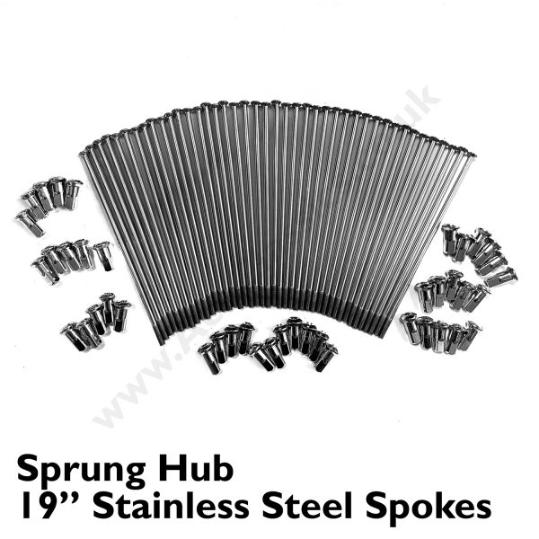 Sprung Hub - 19” Stainless Steel Spokes