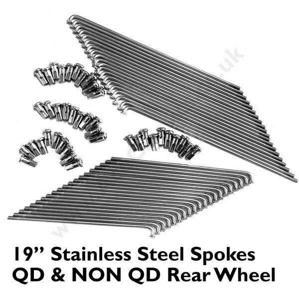 QD & Non QD - 19” Stainless Steel Spokes Rear Wheel