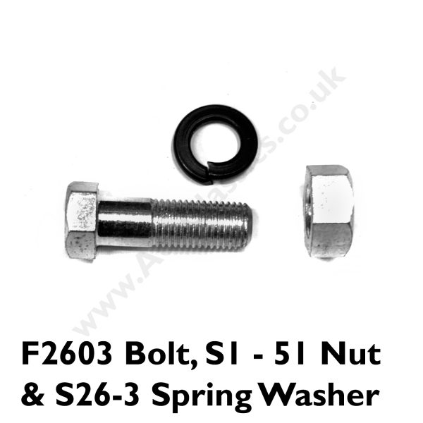 1x Triumph F2603 Bolt & S1 - 51 Nut & S26-3 Spring Washer